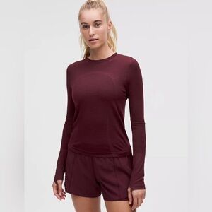 GYMSHARK Long Sleeve Burgundy Top